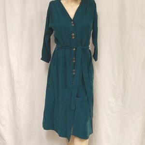 Vintage Diarte Green Long Dress With 3/4 Sleeve's, Size S